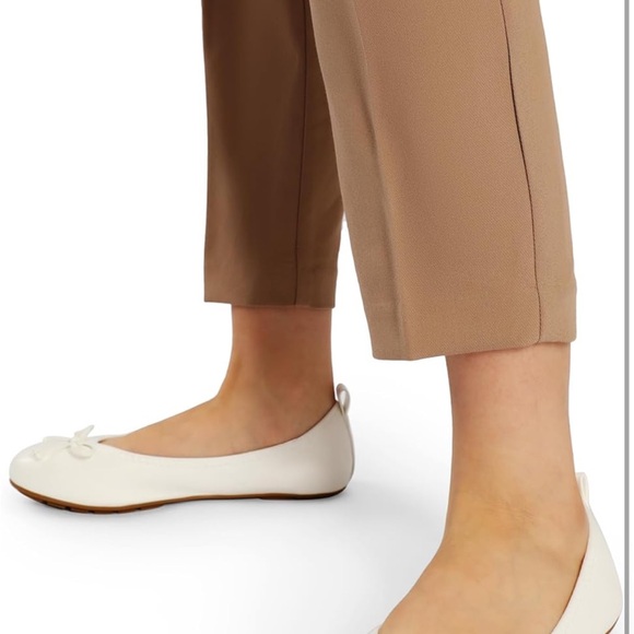 White Ballet Flats with Bow - Picture 3 of 9